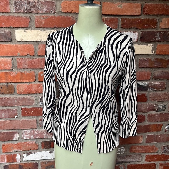 Talbots Zebra Print Cardigan size M - Picture 1 of 4